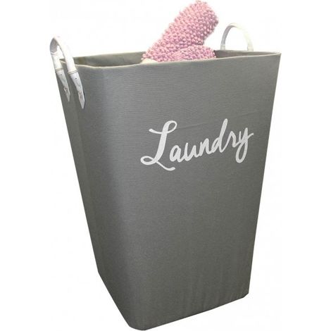 Panier à linge rigide en tissu gris avec anses - LAUNDRY 2 (1/4)