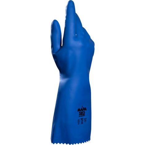 Gants de manutention Mapa ULTRANEO 382 taille 7, Résiste aux produits chimiques, 12 Paires, Bleu ( Prix pour Paquet de 12 Paires )