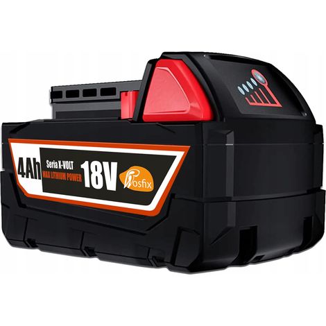 Batteria di Ricambio X-VOLT 18V 4Ah – Compatibile con Utensili Milwaukee M18  Tecnologia Litio-Ione, Indicatore LED, Sicurezza Integrata