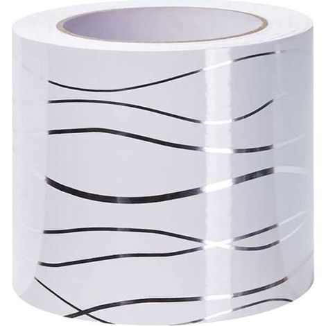Frise Murale Adhésive - Vague Blanche - PVC Résistant - 10cm x 5m - Amovible et Facile à Poser (1/4)