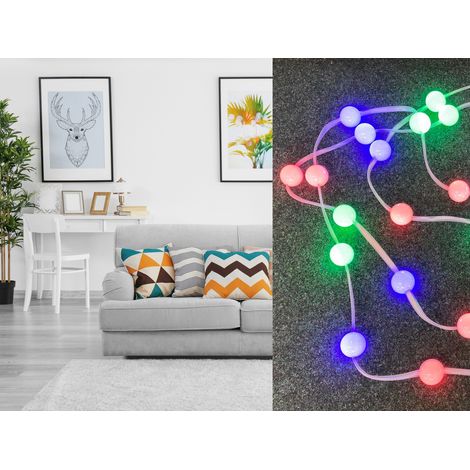 LED Lichterkette mit 30 LED Kugeln in rot grün blau, Länge 5m, mit Schalter (1/5)