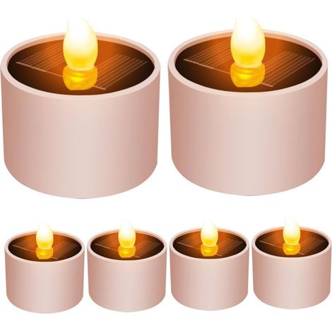 Lot de 6 bougies solaires d'extérieur étanches, style crépuscule, bougies décoratives (1/5)