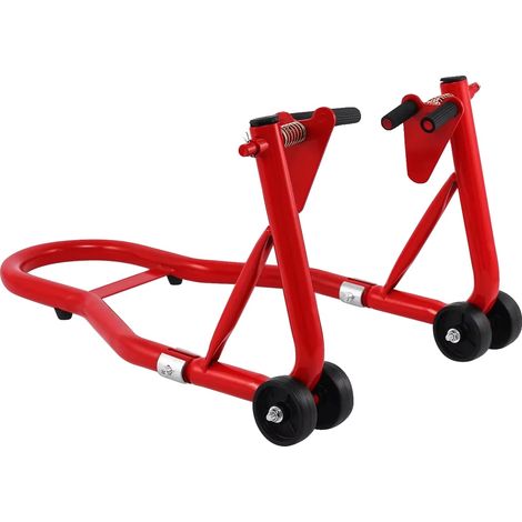 Support de levage de roue de moto, compatibilité universelle, design léger, 1pc Rouge-Avant (1/2)