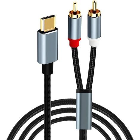 Câble 2 RCA USB C, Audio Auxiliaire Stéréo Cable Jack USB C vers 2 RCA Compatible avec 17/16/15 iPad, Téléphone Huawei, Home Cinéma, Amplificateur, HDTV, Projecteur, 1m (1/5)