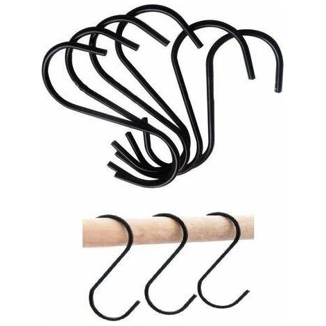 Gancho S - Acero Inoxidable Negro - 8,5 cm - Carga Máxima 5 kg - Para Cocina Baño Oficina - Paquete de 15 (1/5)