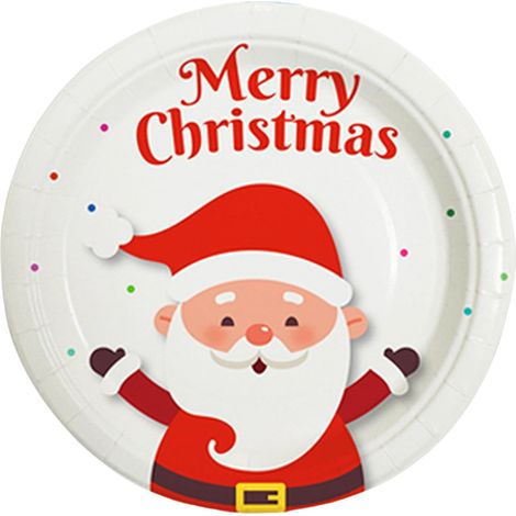 Assiettes En Papier - Thème Noël Arbre De Noël Et Père Noël - Pour Fêtes Familiales Ou Professionnelles - 10 Pièces (1/5)