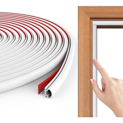 Burlete para puertas y ventanas para aislamiento térmico y acústico, burlete de goma tipo D de 6 m, tira de sellado autoadhesiva, burlete de PVC para puertas de coche, burlete para puertas. (1/5)