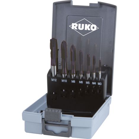RUKO Macho de máquina HSSE-Co 5 TiAlN en caja de plástico 7 piezas - 245068RO