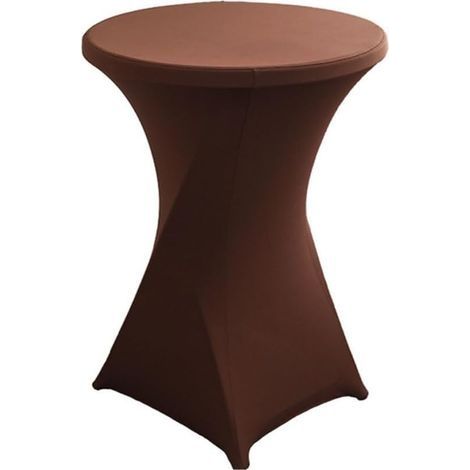 Housse de Table Ronde Extensible en Spandex, Housse Mange Debout, Nappe pour Table Cocktail pour Restaurant Bar Table Cocktail Table de Banquet de Mariage (80×75cm,Marron foncé) (1/5)