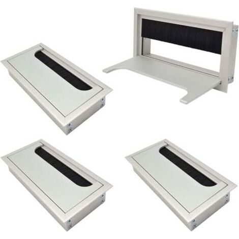 BUNTHAUS PA Passacavi Quadrato 80x 160mm per Incassato su Scrivania Tavolo Organizzatore Cavi per Mobili Passacavi in Alluminio Anodizzato Argento Set di 4 Passacavi (1/4)