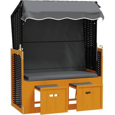 Maison Exclusive - Strandkorb mit Dach Poly Rattan & Massivholz S (1/5)