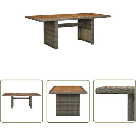 Table de jardin Marron Résine tressée et bois d'acacia massif (1/5)