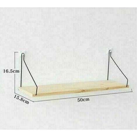 Wandregal 50 cm – Tiefe 15 cm – Schwebendes Regal – Holzoptik – Schwarze Metallhalterungen – Für Wohnzimmer, Schlafzimmer, Büro – B 50 x T 15 x H 15 cm (1/5)