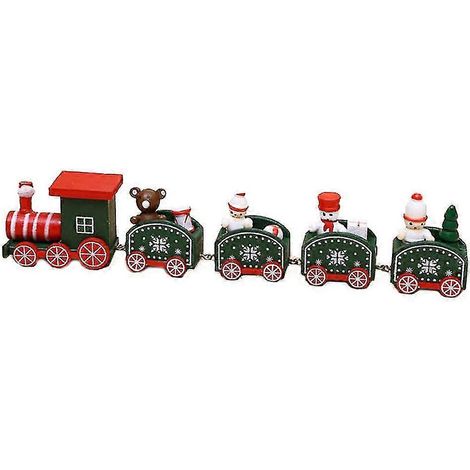 Tren navideño de madera pintada, decoración navideña, juguetes de regalo para niños, mini adornos para regalos de festivales (1/5)