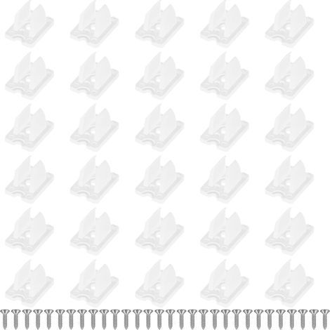 30 Pièces Clips de Fixation pour Bande Lumineuse LED, Attache Ruban Led Neon, Attache Guirlande Led, Supports Neon Led en Plastique avec Vis, Blanc, Pour Installation Intérieure et Extérieure (1/5)