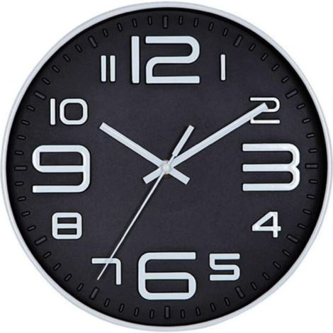 Horloge murale quartz à découpe 3D, matériau en relief, cadre blanc fond noir, pour maison et bureau, design moderne (1/5)
