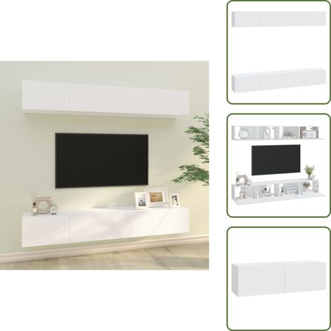 The Living Store Mobili Porta TV a Parete 4 pz Bianchi 100x30x30 cm - Mobili TV