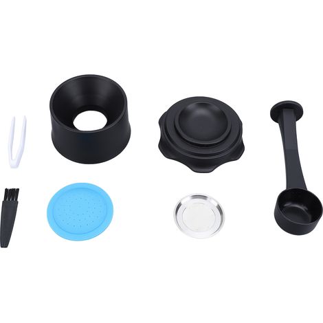 Kaffeekapsel-Nachfüllset, wiederverwendbarer Kapselhalterclip, Löffel, Bürste, Kaffeefilterpad für Zenius Kaffeemaschine, Tassenfilter aus Edelstahl.