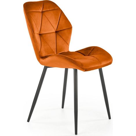 Chaise contemporaine en velours cannelle avec pieds en métal noir Stella (1/5)