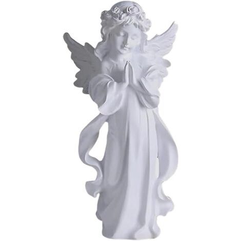 LAN Statue d'ange, ange de cimetière, figurine en résine blanche, statue décorative, pour la maison, le jardin, les mariages, Noël et autres décorations (taille moyenne) (1/4)