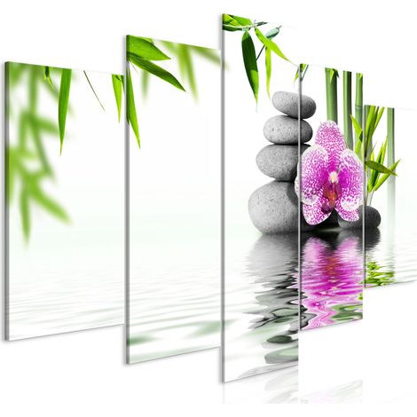 Tableau Imprimé 5 Panneaux "Water Garden Wide" 50 x 100 cm (1/2)