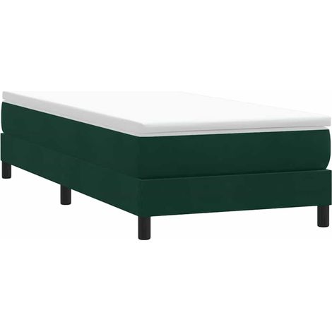 Cama box spring sin colchón terciopelo verde oscuro 80x210 cm (1/5)
