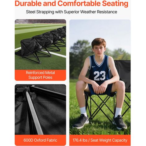 Banc pliant portable à 6 places banc de camping pliable avec (1/5)