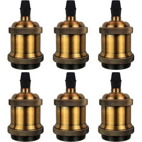 QAZQA Douille de support de lampe vintage solide E27 Adaptateur de douille à vis Edison, lot de 6 (bronze doré) (1/5)