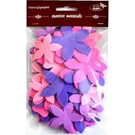 Fleurs roses et violettes, 60 pièces