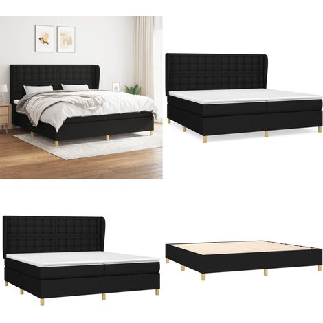 Boxspringbett mit Matratze Schwarz 200x200 cm Stoff - Boxspringbett - Doppelbett - Bettenrahmen - Schlafraum - Schlafzimmer - Home & Living