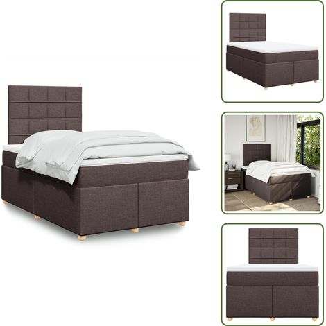 Sommier à lattes de lit et matelas marron foncé 120x190cm tissu - Sommier À Lattes De Lit - Sommiers À Lattes De Lit - Lit - Meuble De Chambre À Coucher (1/5)