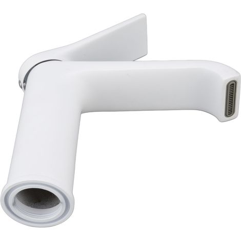 Robinet de Lavabo Blanc Style Court, Anti-Fuite et Anti-Corrosion, Filetage G1/2 pour Eau Chaude et Froide, Idéal Salle de Bain Maison (1/5)