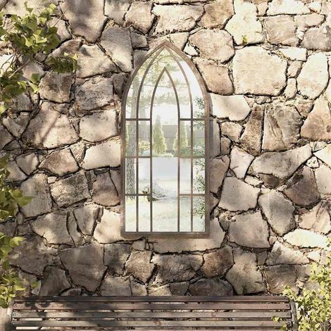 Miroir de jardin-Miroir décoratif-Miroir d'extérieur Sable 100x45cm Fer pour utilisation extérieure 746157 (1/5)
