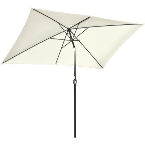 Rechteckiger, neigbarer Sonnenschirm, Metall und hochdichtes Polyester, 3 x 2 m, cremefarben