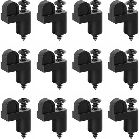 Pack of 12 window fixing clips with screws, screen door clip, storm panel fixing clips for winter windows, screen doors and storm panels, black (1/5)