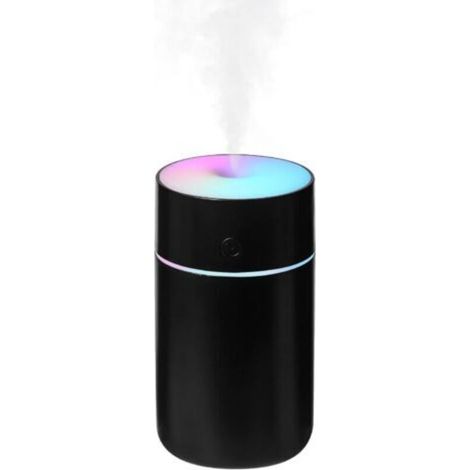 Mini humidificateur portable – Petit humidificateur personnel rechargeable à brume fraîche avec lumière d'ambiance colorée réglable pour voiture, chambre et bureau (Noir) (1/4)