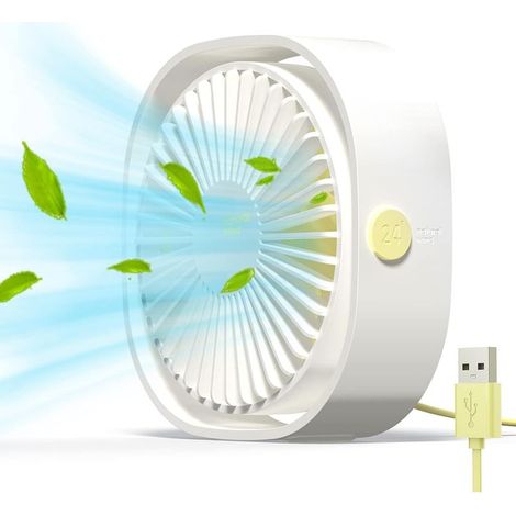 Ventilateur USB Mini Ventilateur Portable Ventilateur Silencieux Ventilateur Bureau 3 Vitesses Réglable Alimenté par USB, pour la Maison et Le Bureau(Blanc) (1/5)