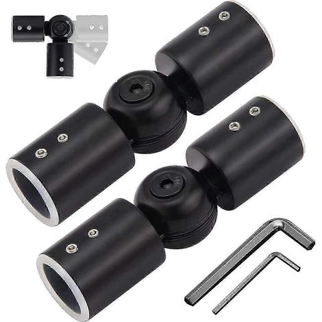 Lot de 2 connecteurs d'angle noirs pour tringles à rideaux - Accessoires durables pour une installation facile des rideaux dans les angles (1/5)