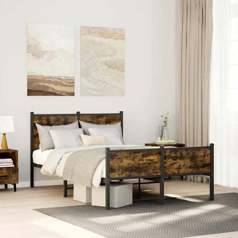 vidaXL Cadre de lit en métal sans matelas chêne fumé 120x190 cm (1/5)
