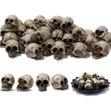 20 Mini-Totenkopf-Dekorationen aus Kunstharz, Tischdekoration für Halloween, Karneval und Horrorpartys (1/5)