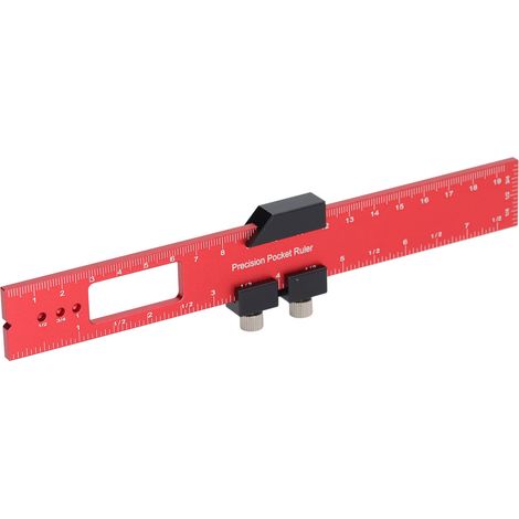 Präzisions-Zeichenlineal aus rutschfester Aluminiumlegierung mit Anschlag, für Holzbearbeitung, rot (1/5)