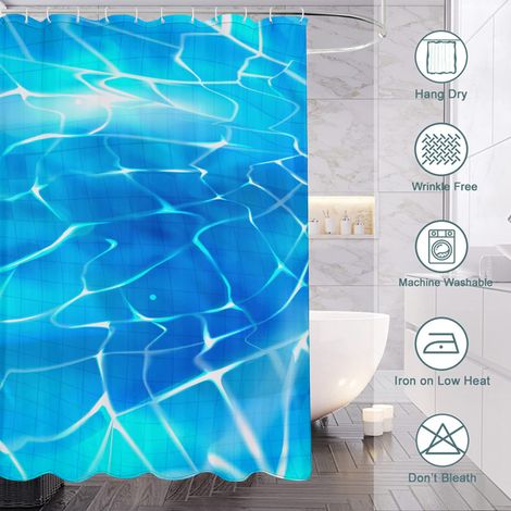 Rideau de douche motif plage et vagues douces, rideau salle de bain imperméable, 150x180 cm (1/5)