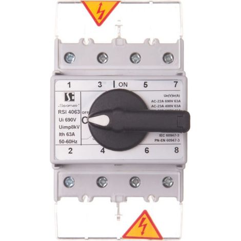 Interrupteur sectionneur 4P 63A avec bouton sur interrupteur noir RSI-4063W02