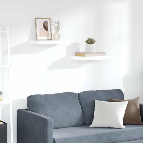 vidaXL Estante flotante de pared 2 uds MDF blanco brillo 40x23,5x3,8 cm (1/5)