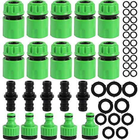 20 Pièces Raccord de Tuyau d'Arrosage, Connecteur 1/2 Pouce avec Raccord Rapide Double, Adaptateur pour Robinet, Accessoires d'Arrosage Jardin pour Pelouse et Cour (1/5)