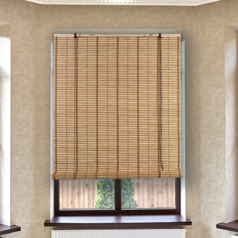 Tapparella in bamboo da interno per finestre con arrotolamento a carrucola - 100x160 cm (1/5)