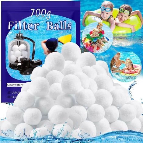 Boules de Filtre de Piscine - 700g - Remplace 25kg Sable - Polyester - Blanc (1/4)