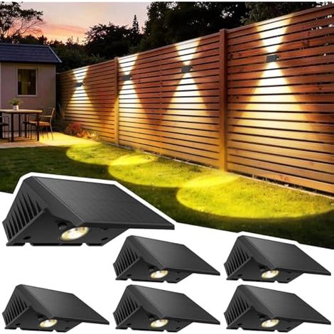 Lumière Solaire Extérieure Haut et Bas Lot de 6 LED Applique Murale Exterieur Blanc Chaud Éclairage Puissant 1000mAh Lampe Étanche IP67 pour Maison Jardin Terrasse (1/5)