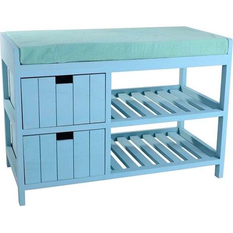 Banc enfant bois Seuni 2 tiroirs bleu Atmosphera (1/2)