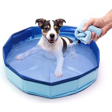 Piscine pour Chien Rond, 50 x 10 cm Piscines pour Animaux de Compagnie, Pliable Animaux de Piscine, Bleu Piscines Chien Pliable Réutilisable, pour Jouer l'eau, Bain, Offrir en Cadeau (1/5)